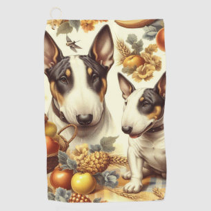 Vintage Bull Terrier Painting Golf Towel