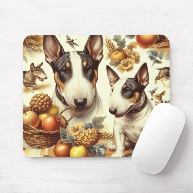 Vintage Bull Terrier Painting Mouse Pad (With Mouse)