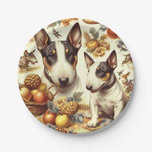 Vintage Bull Terrier Painting Paper Plate