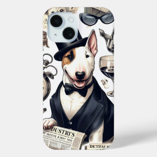 Vintage Bull Terrier Pattern iPhone 15 Case