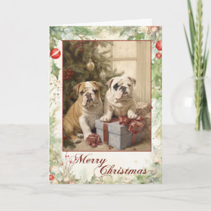 Vintage Bulldog Christmas Holiday Card