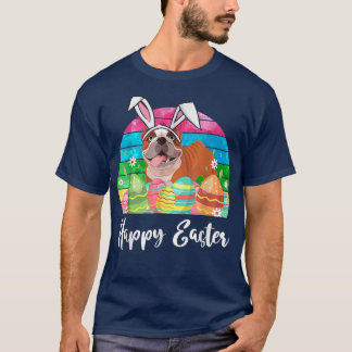 Vintage Bulldog Lover Costume Cute Easter Bunny Eg T-Shirt
