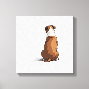 Vintage Bulldog Rear View Illustration Dog Lover G Canvas Print