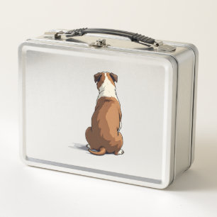 Vintage Bulldog Rear View Illustration Dog Lover G Metal Lunch Box