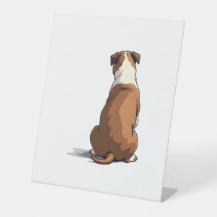Vintage Bulldog Rear View Illustration Dog Lover G Pedestal Sign