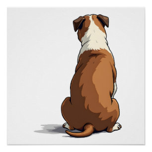 Vintage Bulldog Rear View Illustration Dog Lover G Poster