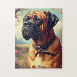 Vintage Bullmastiff Painting Jigsaw Puzzle