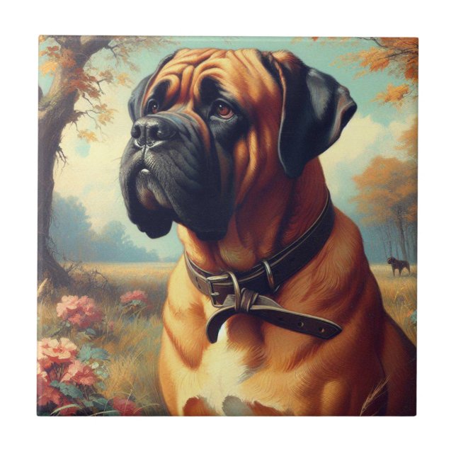 Vintage Bullmastiff Painting Tile (Front)