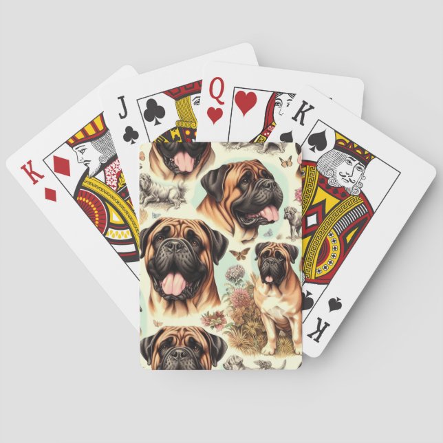 Vintage Bullmastiff Seamless Playing Cards (Back)
