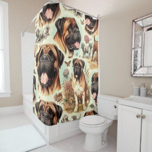 Vintage Bullmastiff Seamless Shower Curtain