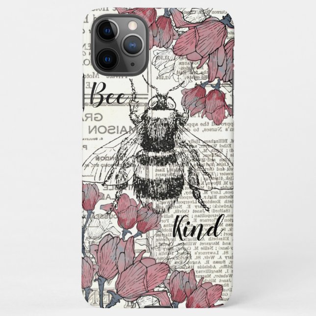 Vintage Bumble Bee Pink Floral   iPhone Case (Back)