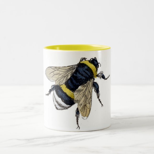 Vintage Bumble Bee Two-Tone Coffee Mug (Center)