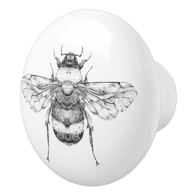 Vintage Bumblebee Illustration Ceramic Knob (Right)