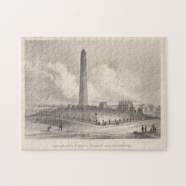 Vintage Bunker Hill Monument Illustration (1848) Jigsaw Puzzle (Horizontal)