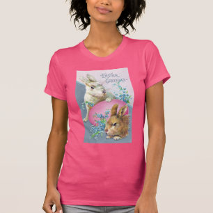 Vintage Bunnies and Giant Pink Egg T-Shirt