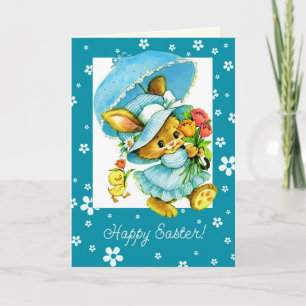 Vintage Bunny and Chick Easter Holiday Card