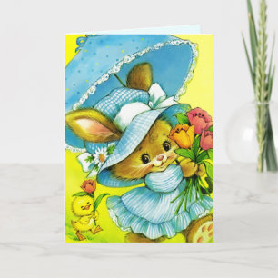 Vintage Bunny and Chick Easter  Holiday Card