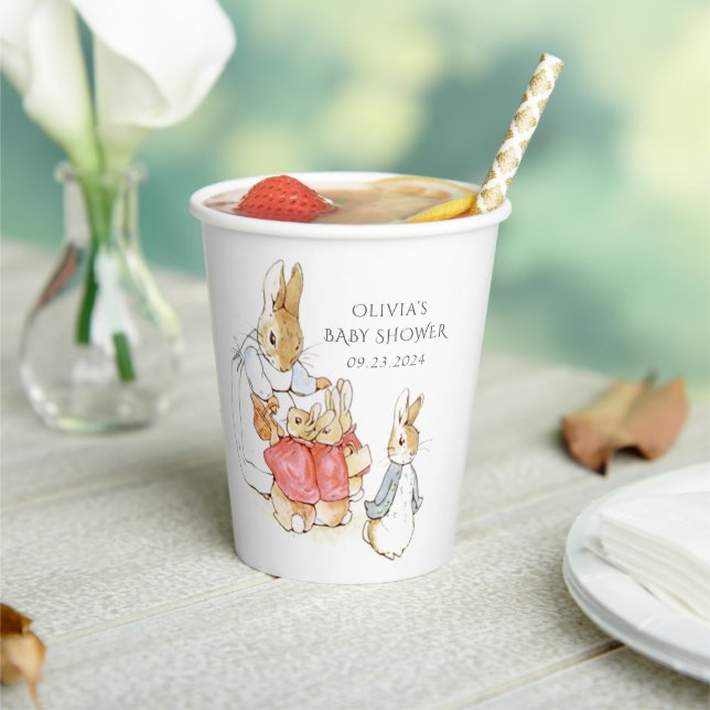 Vintage Bunny Baby Shower Paper Cups (Insitu)