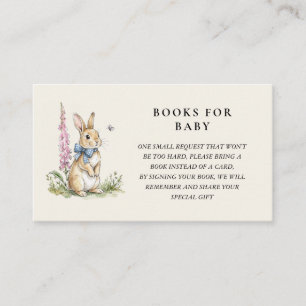 Vintage Bunny book request baby boy  shower Enclosure Card