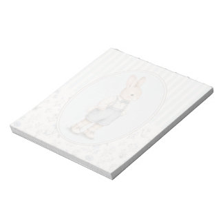 Vintage Bunny Boy Notepad, Floral Rabbit Writing Notepad
