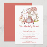 Vintage Bunny Car Floral Drive By Baby Shower