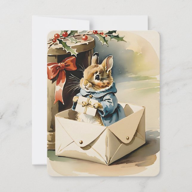 vintage bunny christmas  holiday card (Front)