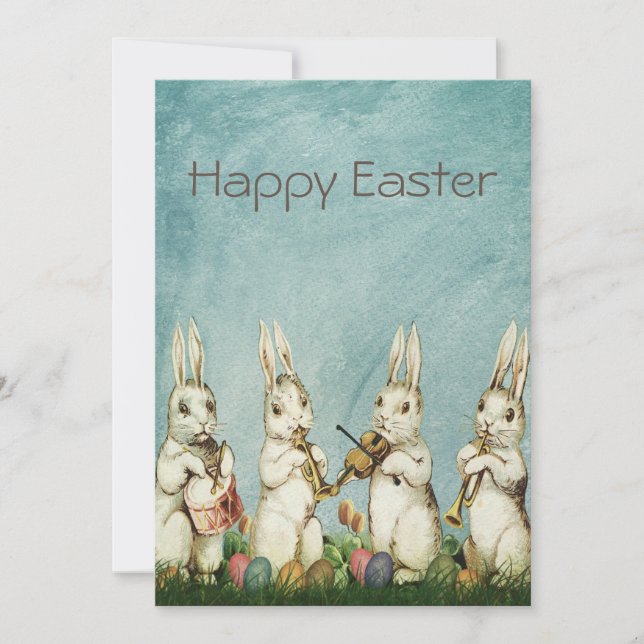 Vintage Bunny Easter Holiday Card (Front)