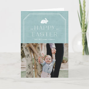 Vintage Bunny Easter Photo Card - Teal