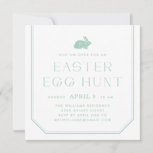 Vintage Bunny Frame Easter Party Invitation - Mint