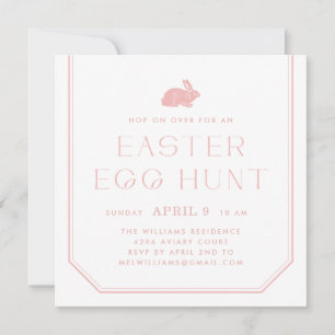Vintage Bunny Frame Easter Party Invitation - Pink