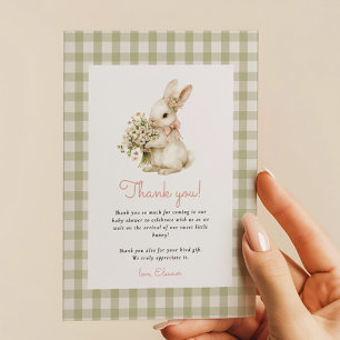 Vintage Bunny Gingham Baby Shower Thank You Card
