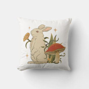 Vintage Bunny & Mushroom Artwork T-Shirt Cushion
