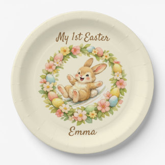 Vintage Bunny My First Easter Paper Plate