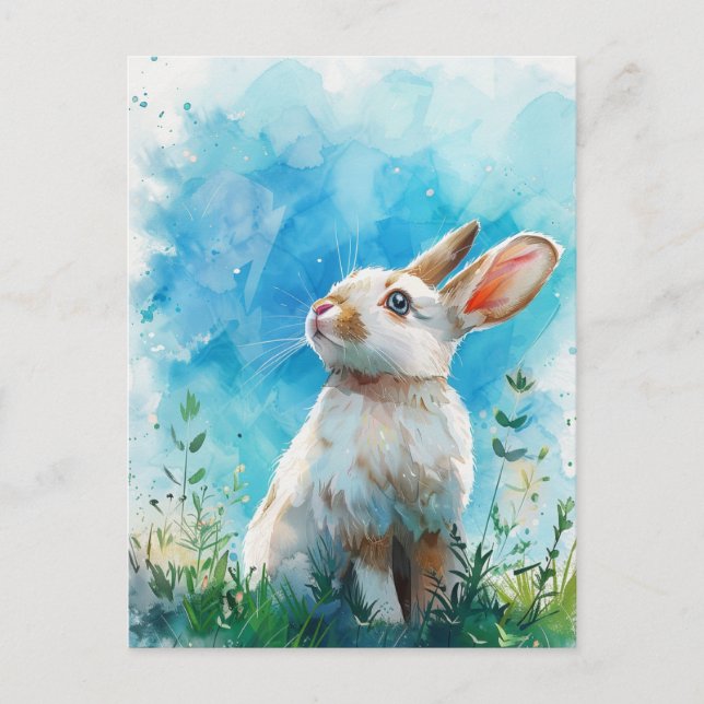  Vintage Bunny Painting Postcard (Front)