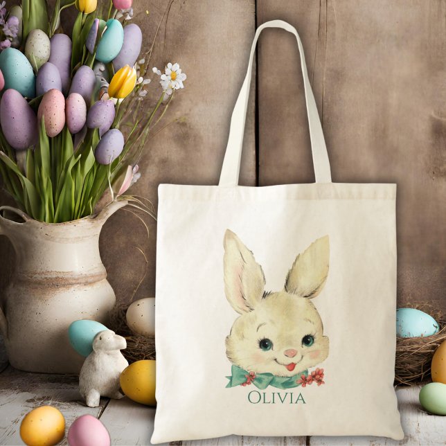 Vintage Bunny Personalised Easter Tote Bag (Vintage Bunny Personalized Easter Tote Bag)