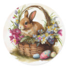 Vintage Bunny Rabbit Basket Flowers Easter