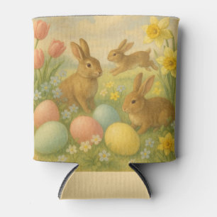Vintage Bunny/Rabbit Easter Egg/Spring Can Cooler