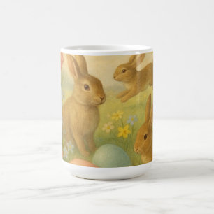 Vintage Bunny/Rabbit Easter Egg/Spring Fleece Coffee Mug