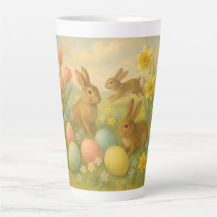 Vintage Bunny/Rabbit Easter Egg/Spring  Fleece  Latte Mug