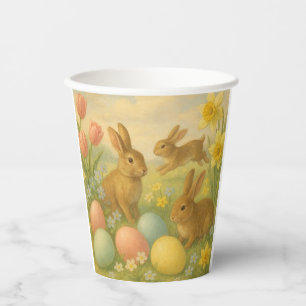 Vintage Bunny/Rabbit Easter Egg/Spring  Fleece  Paper Cups