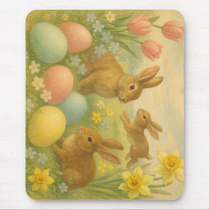 Vintage Bunny/Rabbit Easter Egg/Spring Mouse Pad
