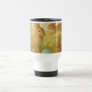 Vintage Bunny/Rabbit Easter Egg/Spring Travel Mug