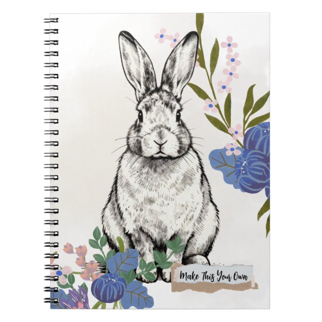 Vintage Bunny Rabbit Notebook Journal (Front)