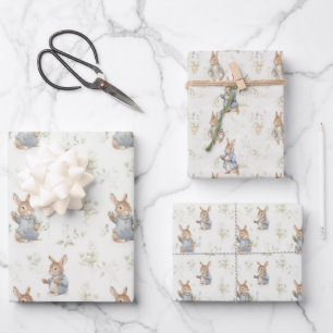 Vintage Bunny Rabbit Wrapping Paper Sheet
