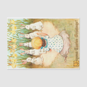 Vintage Bunny Singing with Child Easter Greeting Tissue Paper