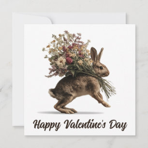 Vintage Bunny With Wildflowers Card