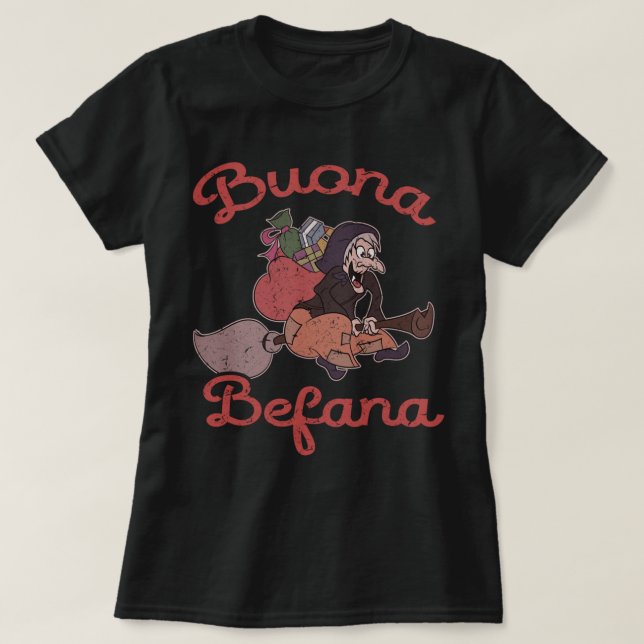 Vintage Buona Befana Italian Christmas Epiphany  T-Shirt (Design Front)