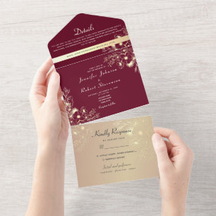 Vintage Burgundy All-in-One Invitation