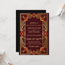 Vintage burgundy and Gold Art Deco Islamic weeding