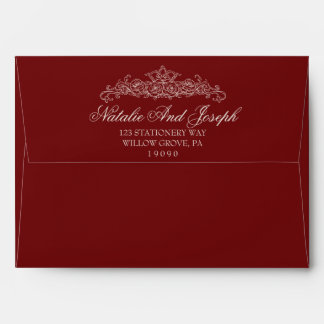 Vintage Burgundy Botanical Old Money Wedding Envelope